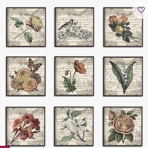 French Botanical Art Print with Text Overlay